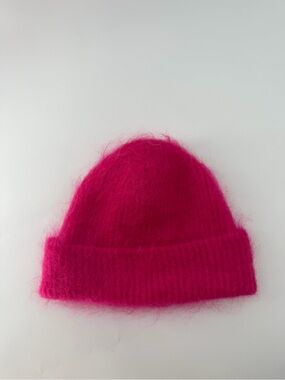 Cos Pink Fuchsia Fuzzy Textured Knitted Mohair Blend Beanie Hat